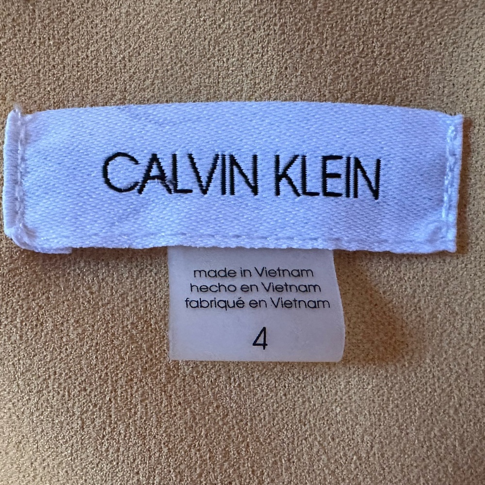 Calvin Klein Mustard Yellow Sheath Dress Size 4 | Flutter Sleeve - Picture 7 of 9